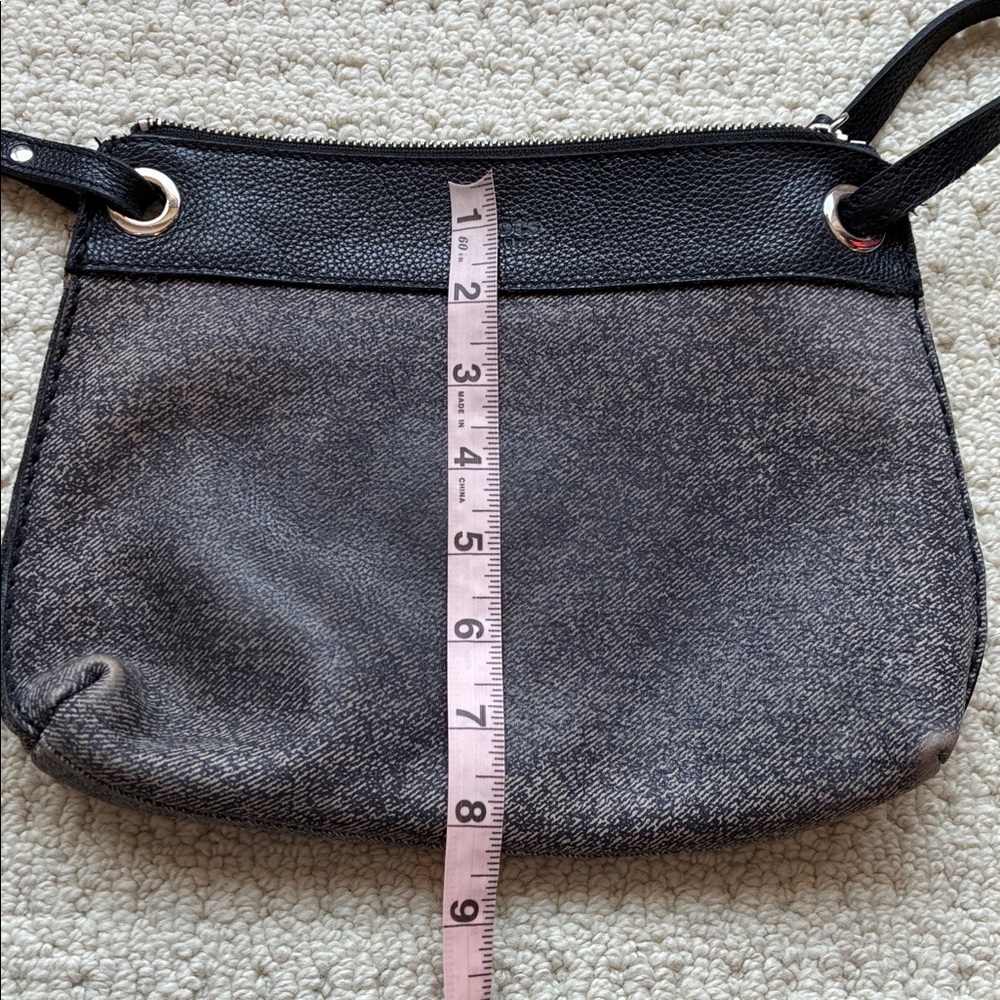 Roots Edie Black & Grey Leather Crossbody Bag Purse - Picture 11 of 12
